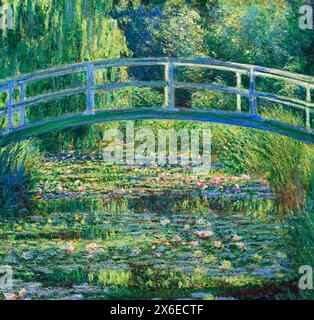 CLAUDE MONET (1840-1926) French painter and founder of Impressionist painting. His Water Lilies and the Japanese Bridge, painted 1897-1899 now in the Princeton University Art Museum Stock Photo