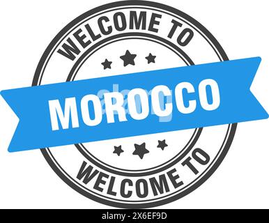 Welcome to Morocco stamp. Morocco round sign isolated on white background Stock Vector