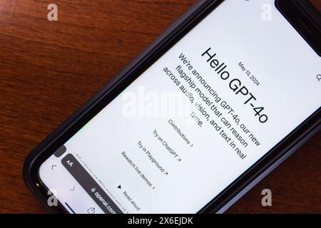 ChatGPT GPT-4o website. GPT-4o is a specialized variant of OpenAI's GPT-4 model designed specifically for generating images from text prompts Stock Photo