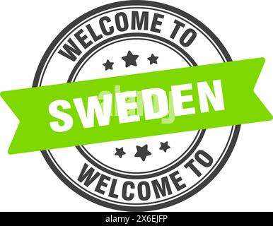 Welcome to Sweden stamp. Sweden round sign isolated on white background Stock Vector