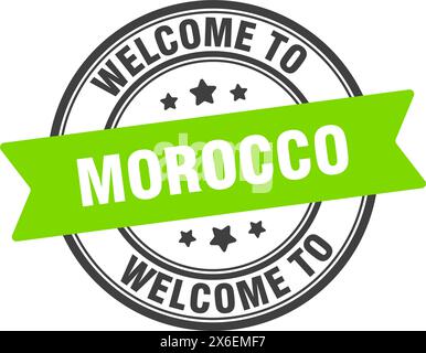 Welcome to Morocco stamp. Morocco round sign isolated on white background Stock Vector