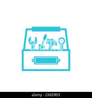 Open repairing tool box Isolated on white background. From blue icon set. Stock Vector