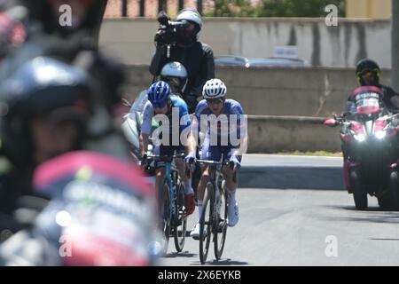 Palma Campania, Italy. 14th May, 2024. Cycling stage of the Giro D'Italia in Palma Campania in the province of Naples. The cyclists, who started from Pompeii, in action during the passage with arrival in Cusano Mutri. (Photo by Agostino Gemito/Pacific Press) Credit: Pacific Press Media Production Corp./Alamy Live News Stock Photo