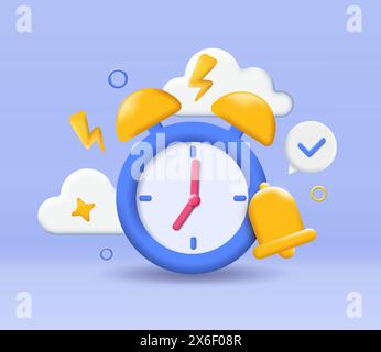 3D alarm clock vector Stock Vector