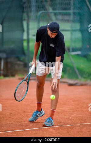 Turin, Italy. 14th May, 2024. Italy, Turin 14/05/2024 Sporting Press Club (Turin). Challenger 175 Piemonte Open Intesa Sanpaolo Tournament Qualifications Lorenzo Sonego of Italy during the Challenger 175 Piemonte Open Intesa Sanpaolo Tournament (Photo by Tonello Abozzi/Pacific Press) Credit: Pacific Press Media Production Corp./Alamy Live News Stock Photo