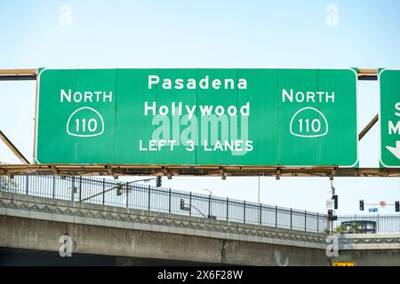 110 Hollywood Pasadena Freeway Sign in Los Angeles Stock Photo