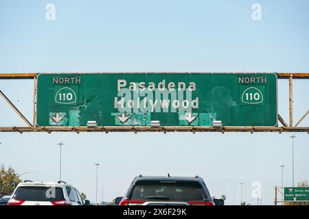 110 Hollywood Pasadena Freeway Sign in Los Angeles Stock Photo