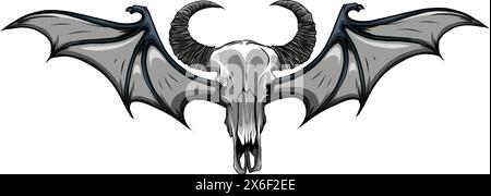 monochrome cow skull with wings logo design, vector graphic symbol icon ...