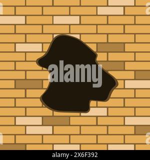 Brick wall hole. Yellow bricks vector. Broken wall shape. Abstract background design. Stock Vector