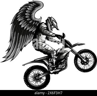 monochrome Motocross wing vector illustration on white background Stock Vector
