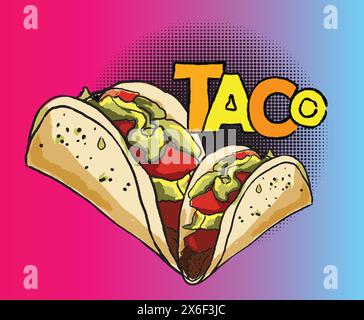 mexican tacos illustration Stock Vector