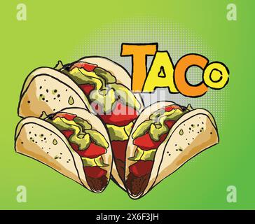 mexican tacos illustration Stock Vector
