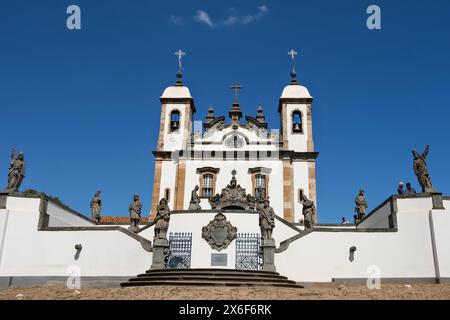 Congonhas, Brazil - May 2, 2024:  The Sanctuary of Bom Jesus de Matosinhos, adorned with sculptures by Antônio Francisco Lisboa, the Aleijadinho, work Stock Photo