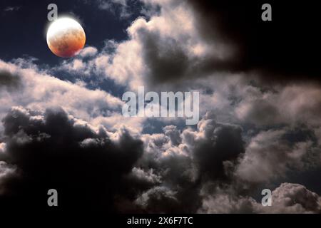 Partial lunar eclipse. Stock Photo