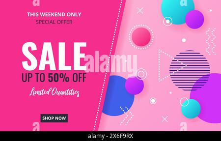 Abstract Sale banner in Memphis style. Stock Vector