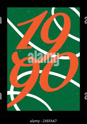 Year 1990 poster design, born in 1990, 1990 flyer poster design, room decoration, bedroom interior, printed frame artwork for office Stock Vector