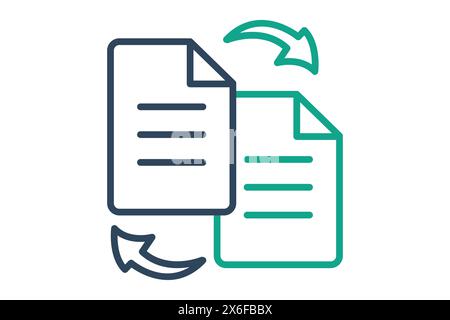 data transfer icon. notes with arrow. icon related to information technology. line icon style. technology element vector illustration Stock Vector