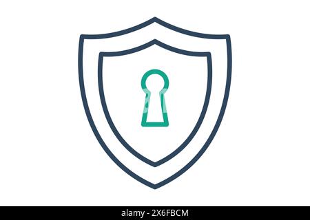 anti virus icon. shield with key. icon related to information technology. line icon style. technology element vector illustration Stock Vector