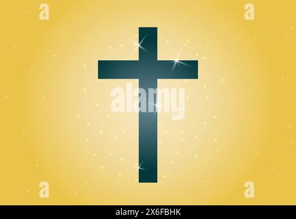 elegant and holy christian cross with rings isolated vector illustration. Religion themed background. Design for Christianity, Jesus, church charity, Stock Vector