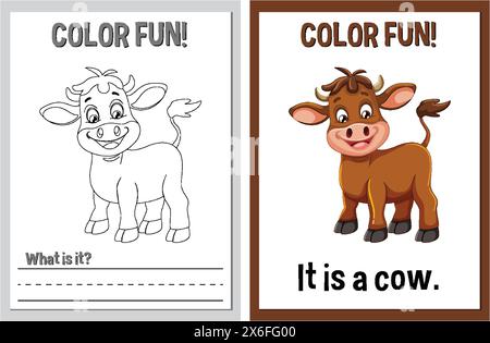 Cow Coloring Page Colored Illustration Stock Vector Image & Art - Alamy