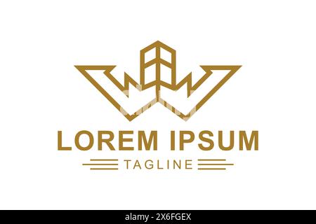 Building logo. Abstract letter logo W with building. Creative logo professional. simple design editable Stock Vector