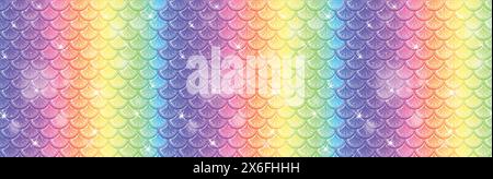 Vibrant, rainbow-colored mermaid scale pattern Stock Vector