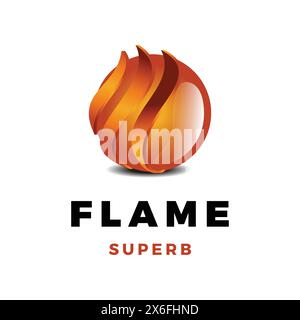 Circle Flame or Fire Icon Logo Design Template Stock Vector