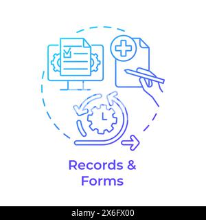Records and forms blue gradient concept icon Stock Vector