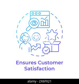 Ensures customer satisfaction blue gradient concept icon Stock Vector
