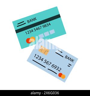 Credit Card Set in flat style, vector illustration. Online payments credit or debit card concept. Money transfer. Financial transactions and coins flo Stock Vector