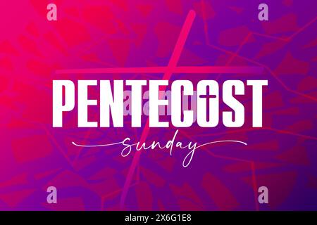 Pentecost Sunday Christian lettering design. Church service invitation. Christian vector banner Stock Vector