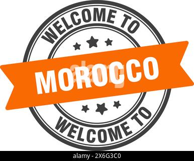 Welcome to Morocco stamp. Morocco round sign isolated on white background Stock Vector