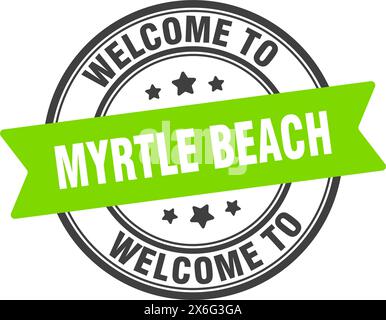 Welcome to Myrtle Beach stamp. Myrtle Beach round sign isolated on white background Stock Vector