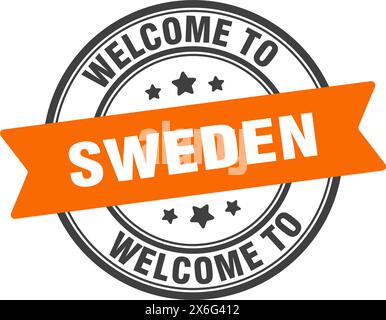 Welcome to Sweden stamp. Sweden round sign isolated on white background Stock Vector