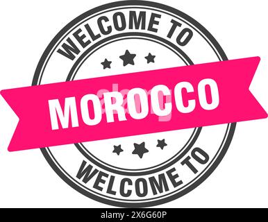 Welcome to Morocco stamp. Morocco round sign isolated on white background Stock Vector