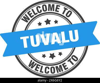 Welcome to Tuvalu stamp. Tuvalu round sign isolated on white background Stock Vector