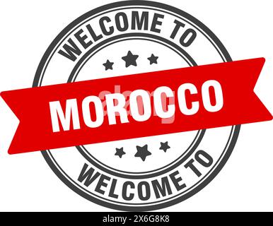 Welcome to Morocco stamp. Morocco round sign isolated on white background Stock Vector