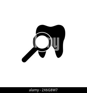 Teeth Inspection with Magnifying Glass. Flat Vector Icon illustration ...