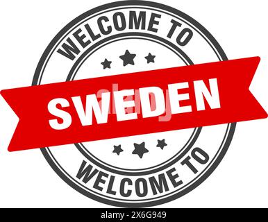 Welcome to Sweden stamp. Sweden round sign isolated on white background Stock Vector