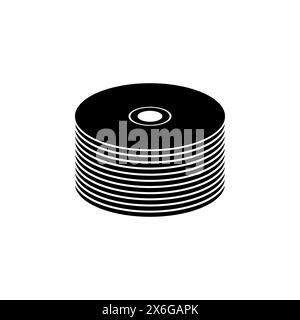 CD Box with Disc, Stack of DVD. Flat Vector Icon illustration. Simple ...