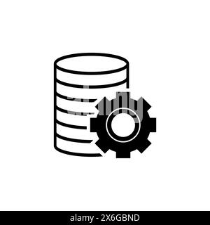 Database Center, Data Server Settings flat vector icon. Simple solid symbol isolated on white background. Database Center, Data Server Settings sign d Stock Vector