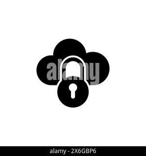 Private Web Cloud, Secure Access and Data Protection flat vector icon. Simple solid symbol isolated on white background. Private Web Cloud sign design Stock Vector
