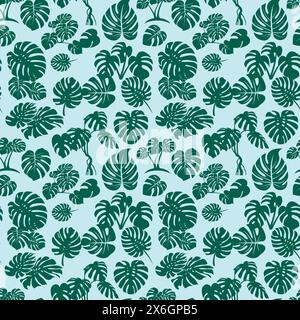 Seamless pattern tropical plant monstera Stock Vector