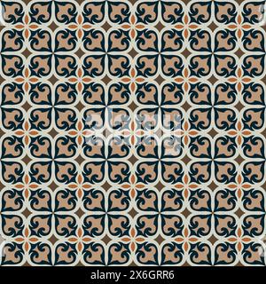 Seamless pattern of tiles. Vintage decorative design elements. Islam, Arabic, Indian, ottoman handdrawn motifs. for printing on fabric or paper. geome Stock Vector
