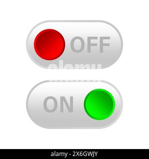 Toggle Switch Buttons. On and Off Position Icons. Power Control Symbols. Interface Elements Design. Stock Vector