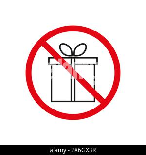 Ban gift symbol, no present for birthday and christmas. Forbidden ...