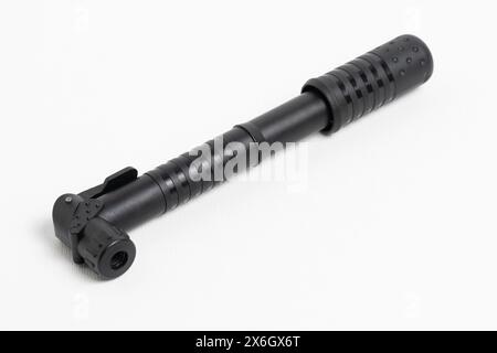 Bike pump closeup white background Stock Photo