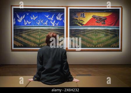 London, UK. 15 May, 2024. Andreas Gursky (b.1955) Pyongyang II, 2007. Preview of Fragile Beauty showcasing over 300 rare prints from 140  of the world's leading photographers covering the period from 1950 to the present day with subjects  ranging from fashion, celebrity, reportage and the male body on loan  from the private collection of Sir elton John and David Furnish. The exhibition is open on 18-May at the Victoria and Albert Museum .Credit: amer ghazzal/Alamy Live News Stock Photo