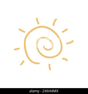Abstract spiral Sun icon. Vector Sun sign or symbol isolated on white background. Stock Vector
