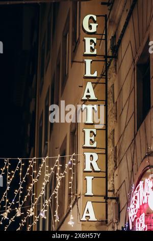 Signboard of a gelateria (ice cream shop) in Florence, Italy Stock Photo